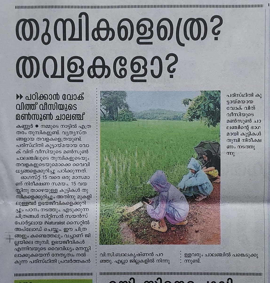 keralabio's tweet image. തുമ്പികളെത്ര..?
തവളകളെത്ര.. ?
പഠിക്കാൻ വോക്ക് വിത്ത് വീസിയുടെ മൺസൂൺ ചലഞ്ച്
