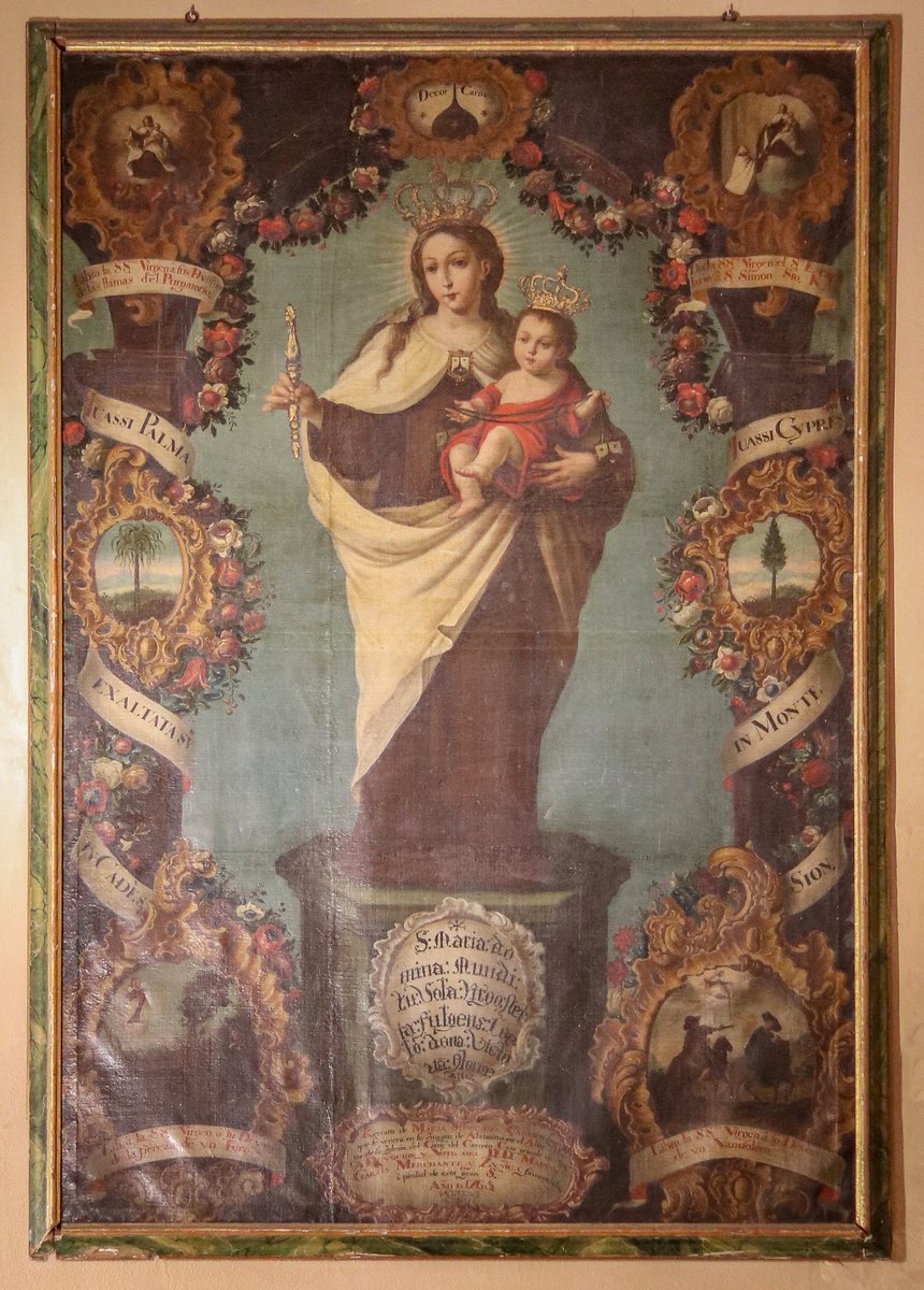 Enrmunnie's tweet photo. “Retrato de María Stma. del Carmen según se venera en su Imagen de alabastro en el altar mayor del Convento del Carmen Casa grande de Sevilla”, anónimo sevillano, 1765. 

Trampantojo a lo divino donado a la parroquia de Alcalá del Río por don Marcos García. #IconografíaSev https://t.co/6BvDiah69r