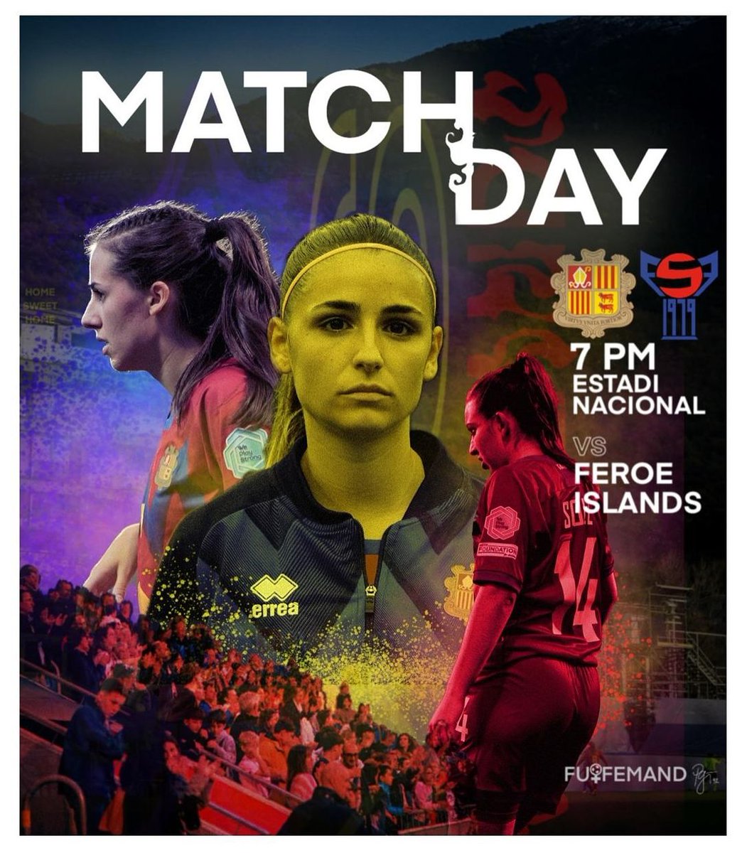 AndorreFootball's tweet photo. 𝗝𝗢𝗨𝗥 𝗗𝗘 𝗠𝗔𝗧𝗖𝗛 🔥
🆚 Andorre - Îles Féroé
📱 @BetrideildinFr @IleFeroe
🏆 Women's Euro 2025 - Qualifications - Ligue C - Groupe 3 - 6e journée
⏰ 19h00
🏟️ Estadi Nacional (Andorre-la-Vieille)
📺 Twitch "fedandfut" 🇦🇩
🎨 futfemand
#ANDFRO https://t.co/AoVjcpAK6Z
