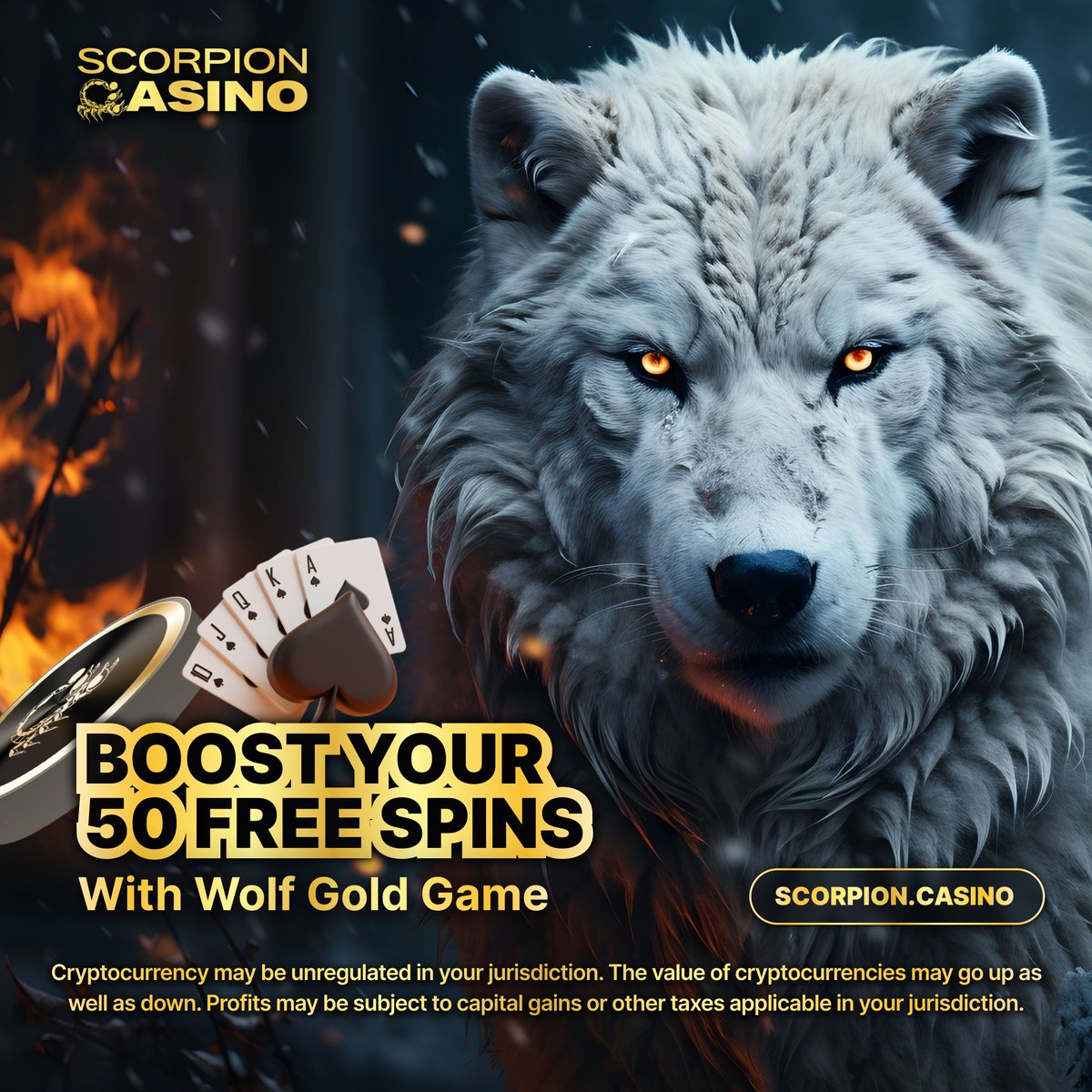 ScorpionCasino's tweet photo. 🎰 BOOST YOUR 50 FREE SPINS WITH WOLF GOLD! 🎰
Take your gameplay to the next level with 50 Free Spins on the thrilling Wolf Gold game at Scorpion Casino. Unleash the excitement and win big!
Bet NOW: https://t.co/BaKpZpjTT0
#ScorpionCasino #WolfGold #FreeSpins #CryptoGambling https://t.co/VZn3CkKRic