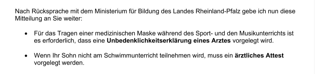 ScrumMaster2000's tweet photo. @MausMull @BildungSicher @U12Schutz Nach viel Telefonieren mit ADD und Schulministerium (korrekt: Ministerium für Bildung des Landes Rheinland-Pfalz 🙄) haben die offenbar die Schulleitung kontaktiert, so daß diese uns endlich das Masketragen erlauben müssen. Unter sehr geringen Auflagen. 🥳 https://t.co/krY263gw3L
