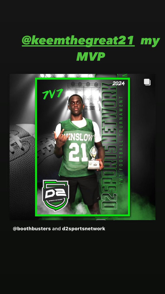KeemDaDream21's tweet photo. I had an amazing 7V7 tournament with 11TDs and winning MVP. 1  of 3 posts @D2_Athletics  @chillbelton @WinslowRecruits  @winslowtwpfb @Coach_IJPowell https://t.co/ZY68hcKgLc