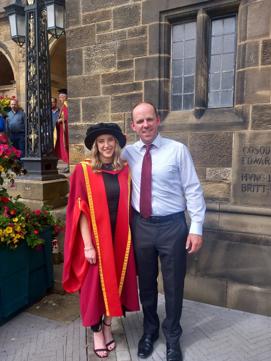 PrysorWilliams's tweet photo. Llongyfarchiadau mawr i Dr Louise McNicol ar ei doethuriaeth. 
Big congrats to Dr Louise McNicol on gaining her colourful gown and floppy hat on Friday (also Dr @EmilyCooledge)! Louise is continuing her work on sustainable livestock systems @SRUC. @BangorUni does a great ceremony https://t.co/1shkvZwYXm