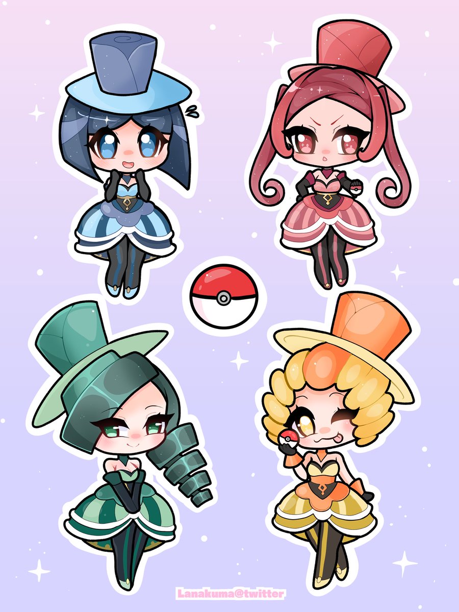 Lanakuma's tweet photo. pokemon battle chateau ! Commission for my friend 💙❤️💚💛 https://t.co/7bL5g8gBbp