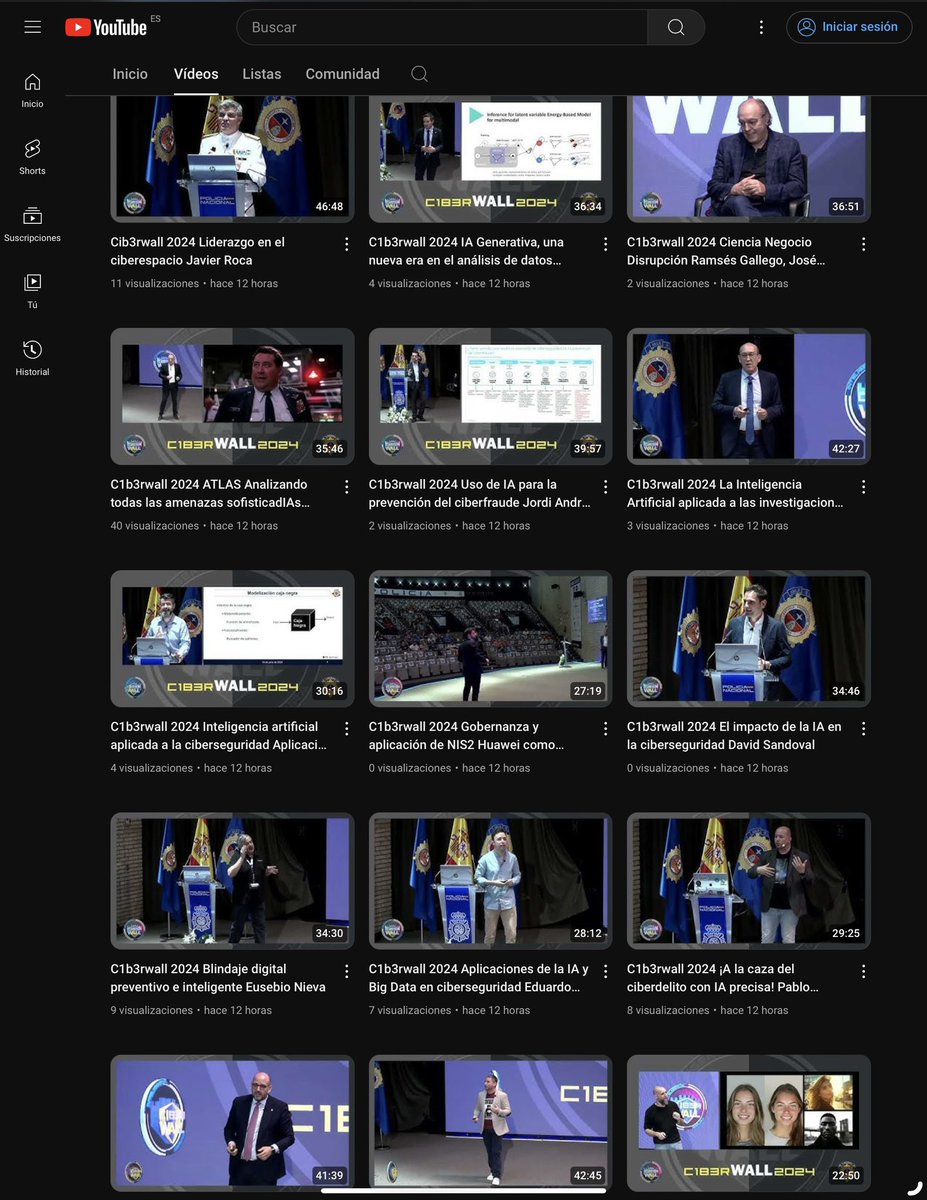 Publicados los vídeos de los 4 paneles del streaming de la IV edición del congreso
Buena oportunidad para poder ver las ponencias y talleres a los que no pudimos asistir y así seguir aprendiendo de grandes profesionales del sector de la #SeguridadDigital 
youtube.com/@C1b3rWall/vid…
