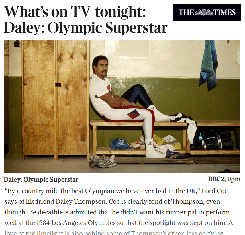 DALEY THOMPSON: OLYMPIC SUPERSTAR - BBC2 9pm &amp; BBC iPlayer. An inspiring story for all. What an enjoyable project, thanks to director Vadim Jean, producer Charlie Skinner and the rest of the brilliant team. Independent filmmaking works! #Olympics #Athletics
#Documentary
#Editor