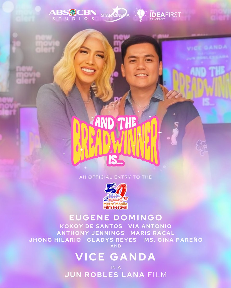 The Asia’s Unkabogable Phenomenal Box Office Superstar Vice Ganda is back in the cinemas! ✨

ABS-CBN Studios presents a Star Cinema Production, in collaboration with The IdeaFirst Company

Vice Ganda in a Jun Robles Lana film—‘And The Breadwinner Is,’ an official entry to the