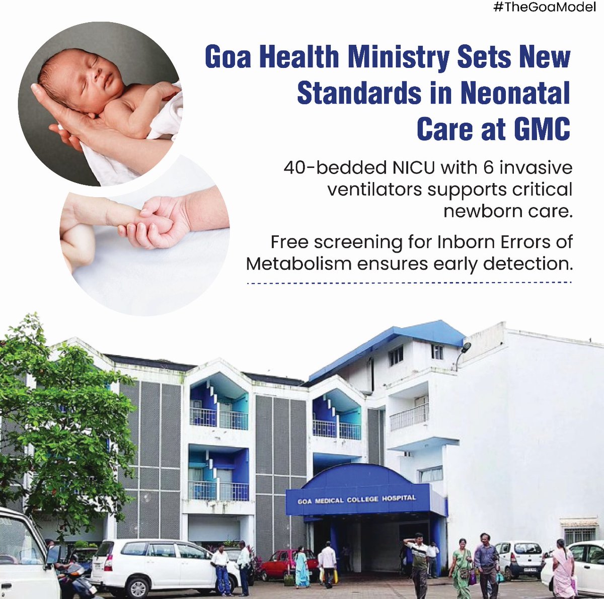 The_GoaModel's tweet photo. Goa Health Ministry prioritizes newborn care at GMC with a state-of-the-art NICU and free screening for Inborn Errors of Metabolism. Setting new standards in neonatal care!

 #TheGoaModel #NeonatalCare #GMC #NewbornHealth #InbornErrors #EarlyDetection #Healthcare #GoaHealth #Goa https://t.co/o3GJZp56Bj
