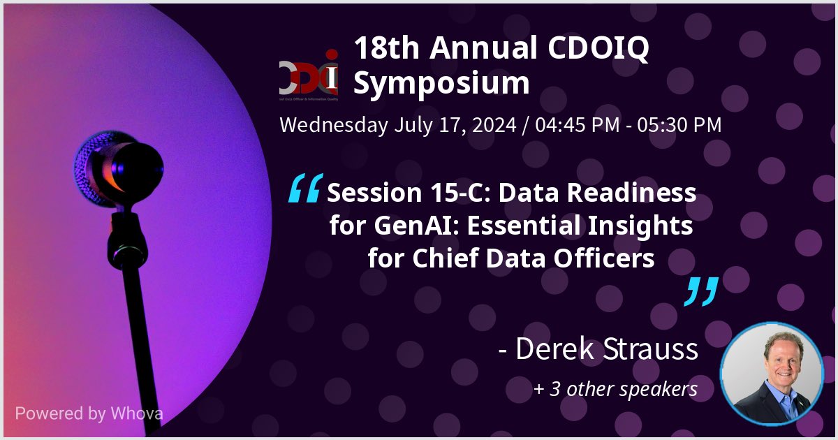 derek_strauss's tweet photo. I am speaking at 18th Annual CDOIQ Symposium. Please check out my talk if you're attending the event!  - via #Whova event app https://t.co/97tUtc3pFl