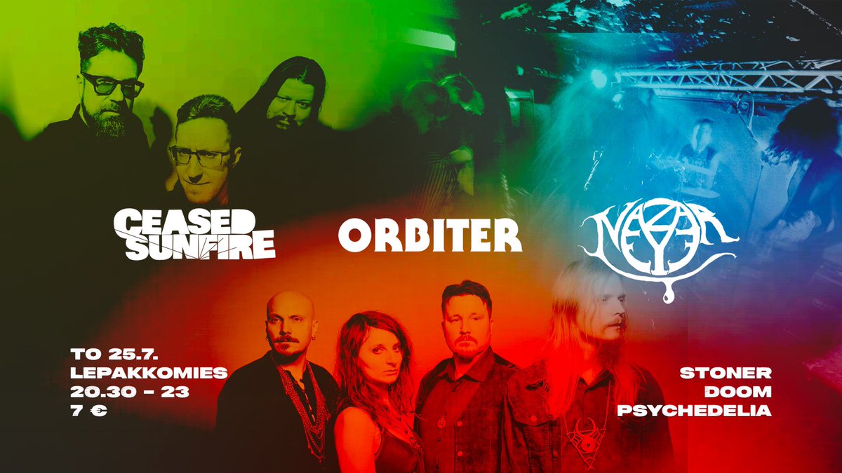 Thu Jul 25, Lepakkomies (HEL) 🔥 
With Orbiter &amp; Nazar Eye
#stonermetal #doommetal