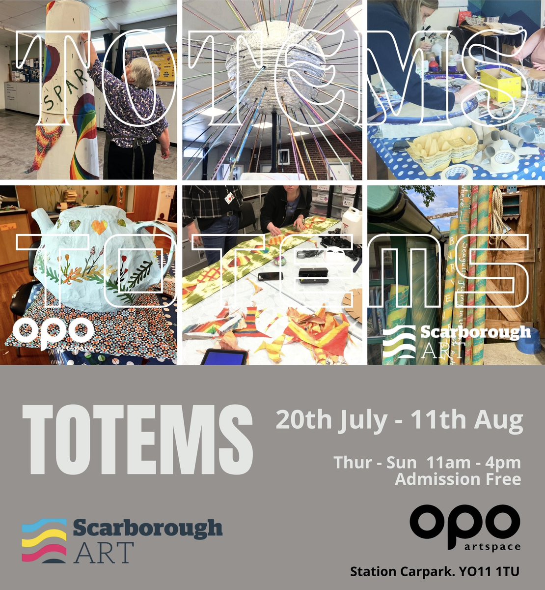 TOTEMS a co-created, family friendly, summer exhibition 

For the last few weeks local artists have been working with 6 community groups to create giant sculptures that hold special meaning for the people that have made them. 

Come along and see their amazing creations!!