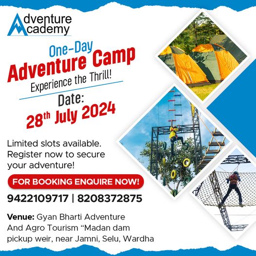 Adventureacade5's tweet photo. 📷📷 Join us for an exhilarating one-day Adventure Camp!
Experience the thrill of outdoor activities, team challenges, and breathtaking nature.
📷For Booking Enquire here
+91- 9422109717 | +91-8208372875
📷Date- 28th July 2024
.
.
.
#adventureacademy #adventurecamp https://t.co/MQkF8gDamm