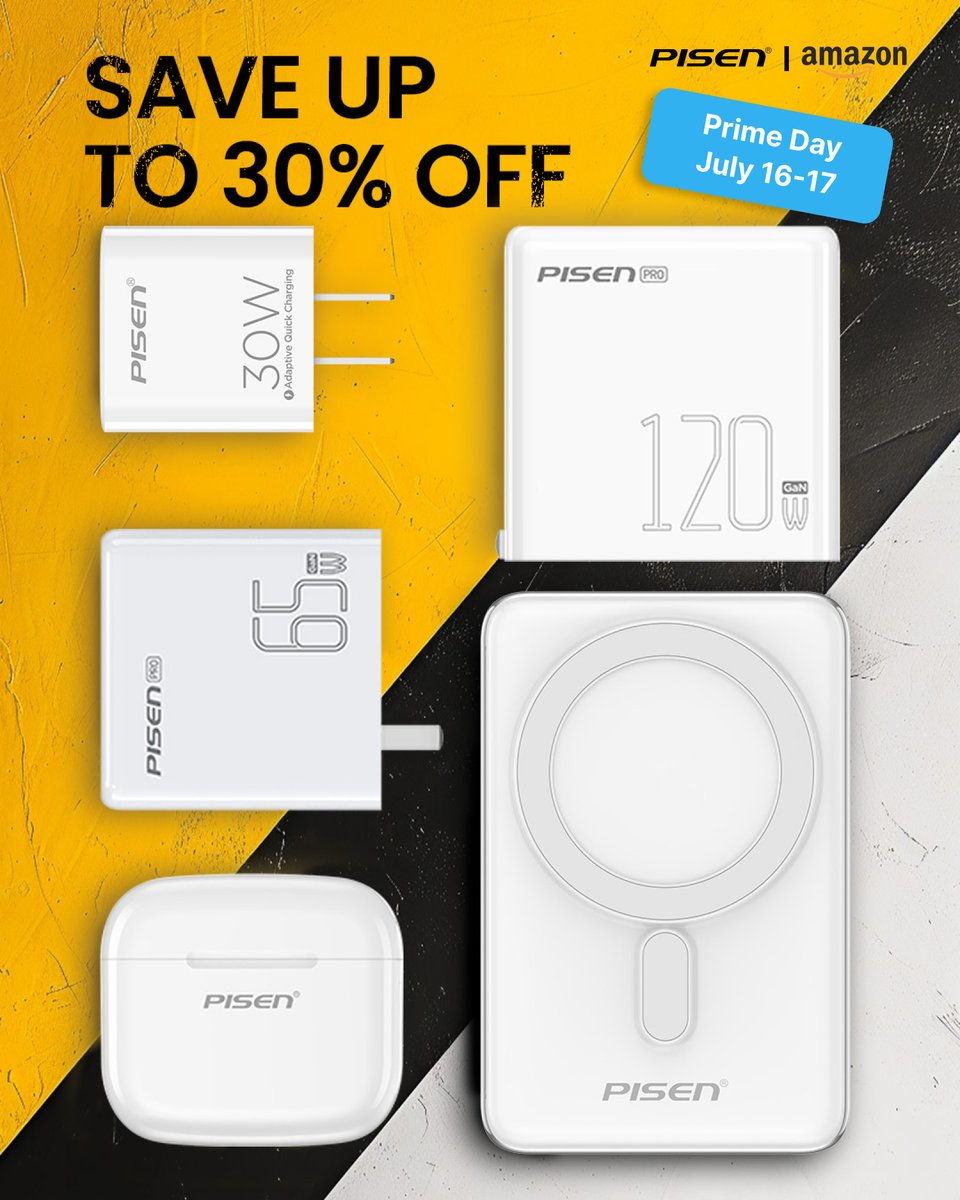 pisenglobal's tweet photo. 🎉 Early Prime Day Savings Start Now! 🎉

Get ready to save big with Pisen this Prime Day! Enjoy up to 30% off on a wide selection of our top-quality electronic products.

#primeday #pisen #amazon #kickstarter #powerbank #magneticcharger #magsafe #tech #wirelesscharger https://t.co/gfETE72jbv