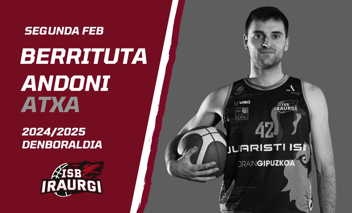 iraurgisb's tweet photo. ✅ BERRITUTA

🐺 Andoni Atxa
 
🗻 Arrasate (1999) 

👉 Hegaleko arrasatearrak beste urtebete egingo du Segunda FEB ligan, bere bigarrengo denboraldia eginez Iraurgi Saskibaloian.

🔥 Egurre Atxa! https://t.co/137ZbKVpZ8