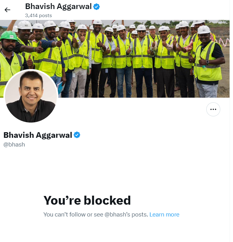 OlaElectrick's tweet photo. We caught and reported the fake marketing ads by the CEO of @OlaElectric 

But instead of making his promises to the customers he blocked us...

What will be call an Indian (@bhash) who keep on making false promises to their customers... 😜

#OLAElectric #CustomerServiceFail https://t.co/4y3EVQwTwP