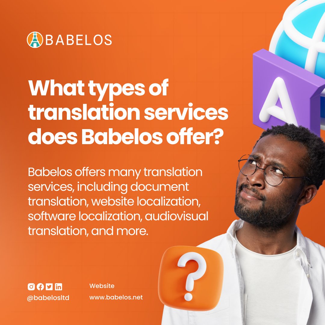 Babelos's tweet image. Visit our website babelos.net  to learn more about our services or call +23470380391978, +4915213335758 and let&apos;s get started.

#babelosltd #translationcompany #localizationservices