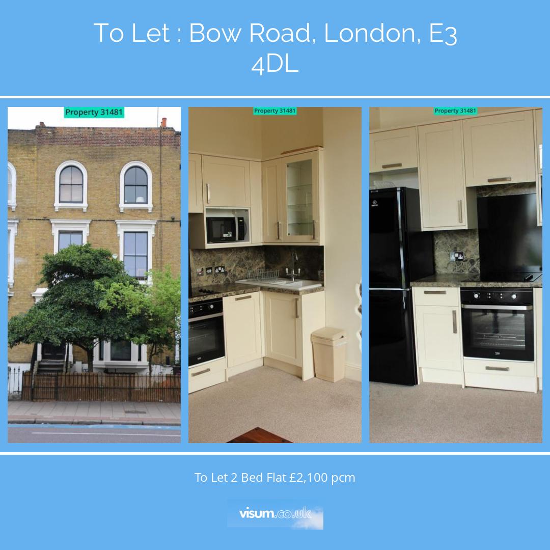 Bow Road, London, E3 4DL

🛏 2 bed 
🛋 1 reception 
🚿 1 bath 

To Let 2 Bed Flat £2,100 pcm 

📲 Get in touch with our team today! 

📞01455 364911 
📧 onthemarket-enquiries@visum.co.uk