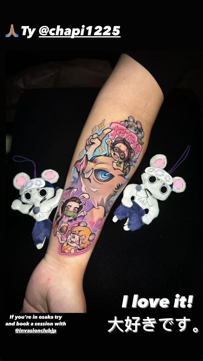 InvasionClubJP's tweet photo. 【💚💜TATTOO💜💚】

🎨ARTIST
@CHAPI1225tattoo 

📸 @thakpopa (IG)

#いんくら #INVASIONCLUB 
#ヲタトゥー #otattoo https://t.co/gjosaUSUYo