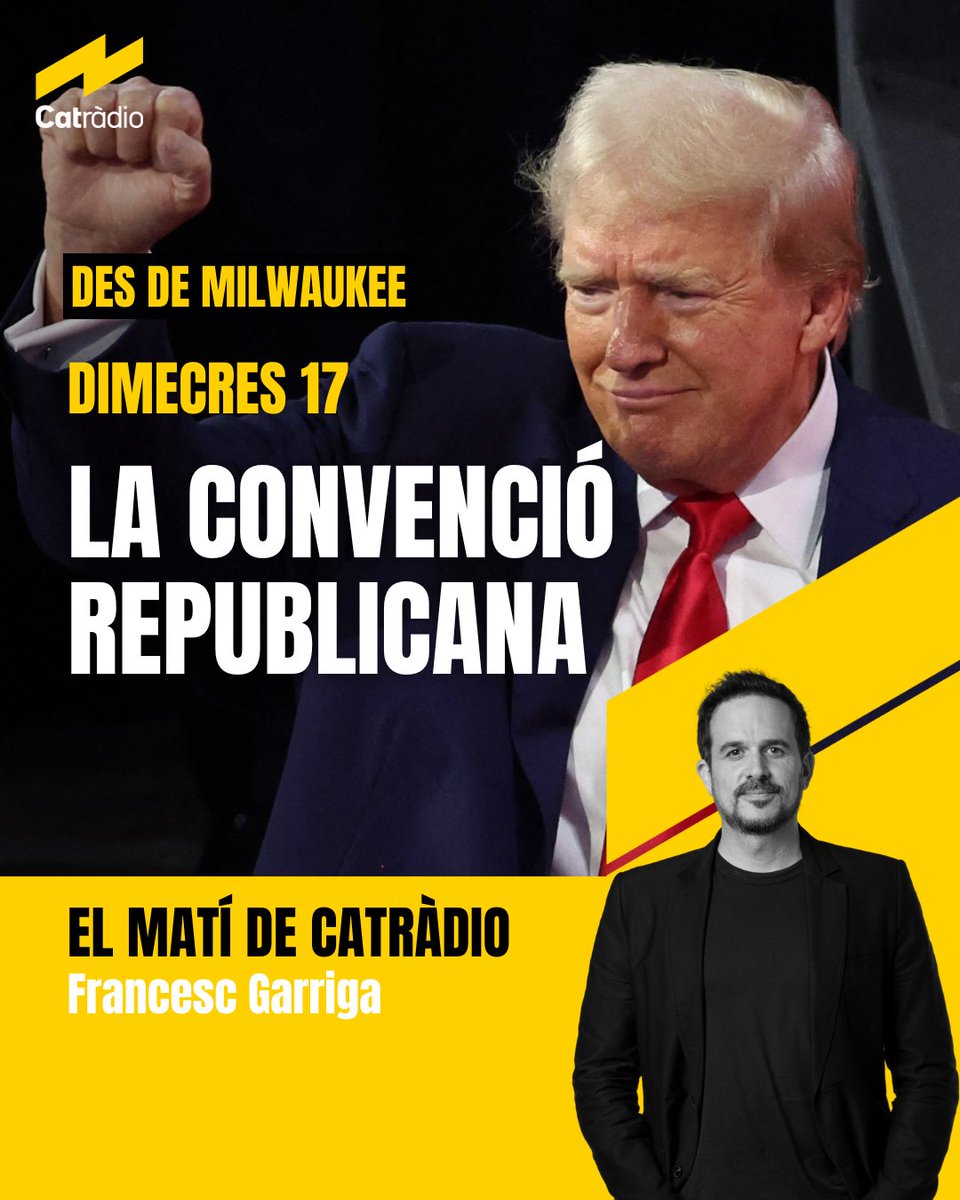 Demà, el #MatíCatRàdio amb <a href="/fgarriga/">Francesc Garriga</a> en directe des de Milwaukee, als EUA, per seguir la convenció republicana. A partir de les 7 h