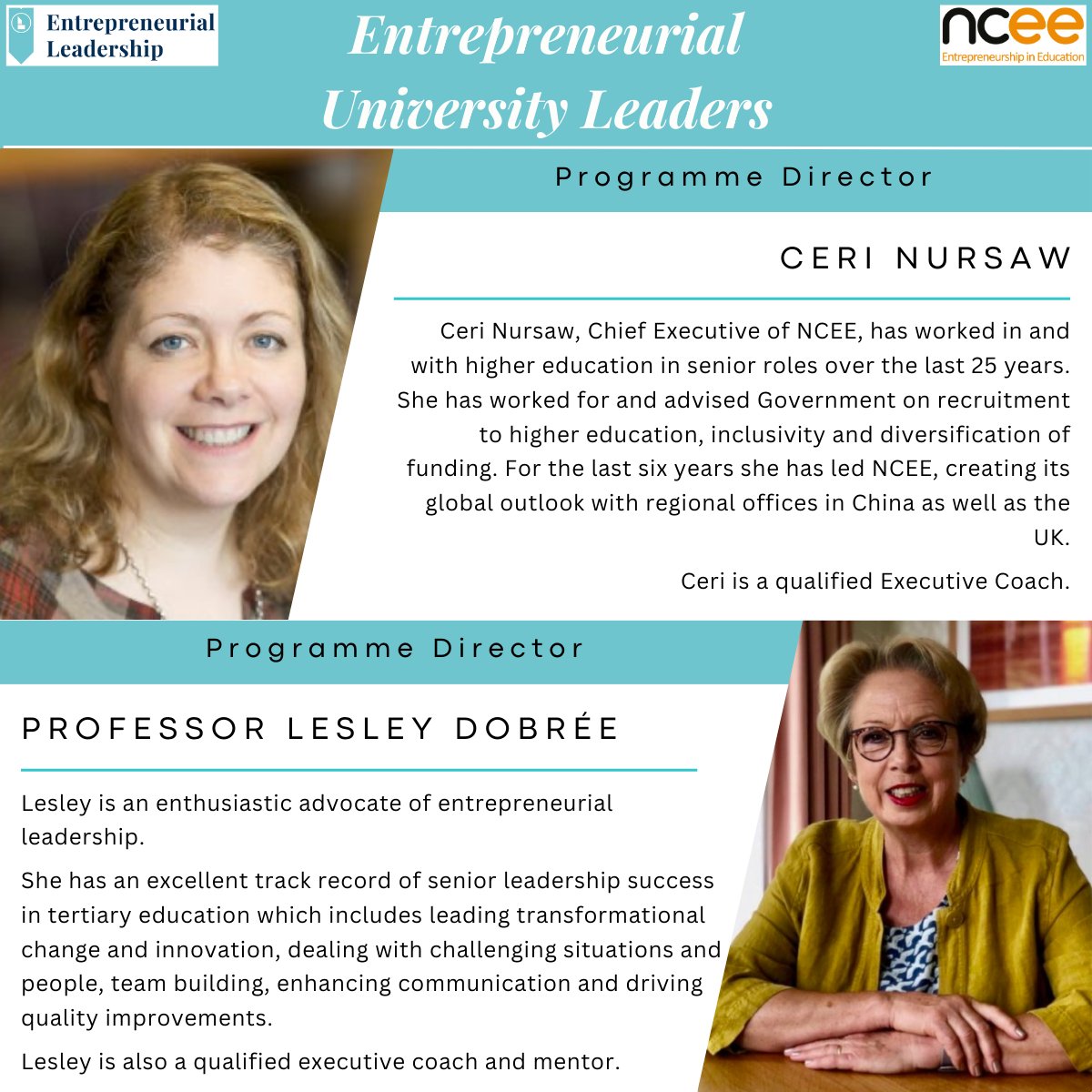 We are excited to introduce you to our programme directors for the 2025 Entrepreneurial University Leaders programme: <a href="/NursawAssociate/">Ceri Nursaw</a>
 &amp; <a href="/ProfLDobree/">Lesley A Dobrée</a>

Get 30% off EUL in July only. Don’t miss out!

Learn more: eu1.hubs.ly/H0bcDV30
Apply today: eu1.hubs.ly/H0bcDV20

#EUL25