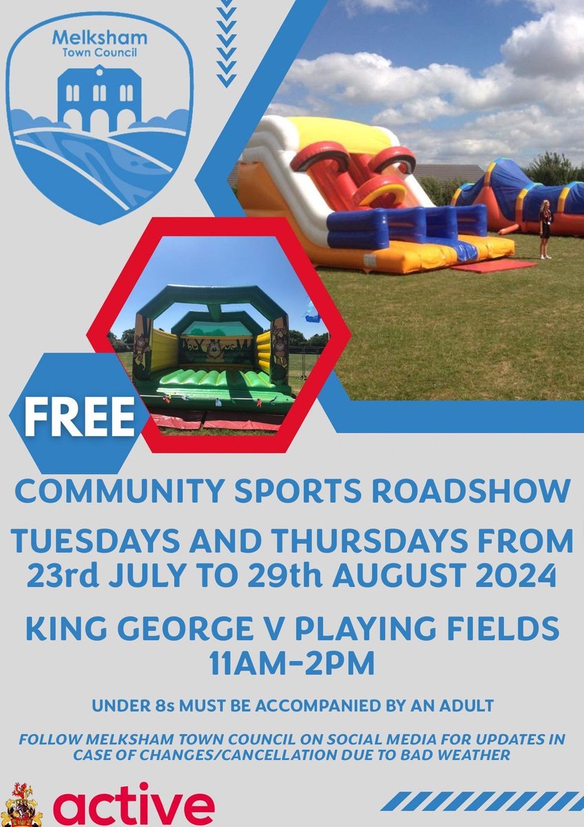 Melksham Town Council (@melkshamtc) on Twitter photo 🥍 <a href="/Active_Trow/">Active Trowbridge</a> returns next week!🥅
🗓️ Tues 23rd July
⌚ 11am-2pm
🌳 KGV
Then every Tues & Thurs until 29th Aug inc.
🌦️ Keep an eye on our socials for updates in case of bad weather.
For more info follow <a href="/Active_Trow/">Active Trowbridge</a> or see: buff.ly/3VEgu2D
#activetrowbridge 🥍 <a href="/Active_Trow/">Active Trowbridge</a> returns next week!🥅
🗓️ Tues 23rd July
⌚ 11am-2pm
🌳 KGV
Then every Tues & Thurs until 29th Aug inc.
🌦️ Keep an eye on our socials for updates in case of bad weather.
For more info follow <a href="/Active_Trow/">Active Trowbridge</a> or see: buff.ly/3VEgu2D
#activetrowbridge