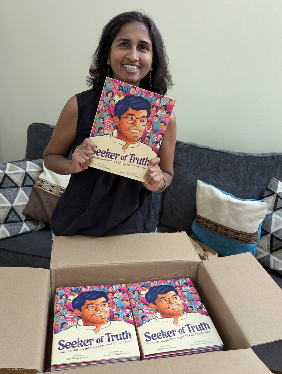 Srividhya Venkat - Have you read SEEKER OF TRUTH? (@venkatsrividhya) on Twitter photo I got my author copies...HOORAY!!🥳
Book release day (July 23) is just a week away!
Have you pre-ordered yet?
bookshop.org/p/books/seeker…
Thank you <a href="/littlebeebooks/">little bee books</a> <a href="/yetanotherbydan/">Danica Da Silva Pereira</a>.
#2024picturebooks #authormoment
#picturebookauthors
#SeekerofTruth #picturebooks #kidlit I got my author copies...HOORAY!!🥳
Book release day (July 23) is just a week away!
Have you pre-ordered yet?
bookshop.org/p/books/seeker…
Thank you <a href="/littlebeebooks/">little bee books</a> <a href="/yetanotherbydan/">Danica Da Silva Pereira</a>.
#2024picturebooks #authormoment
#picturebookauthors
#SeekerofTruth #picturebooks #kidlit