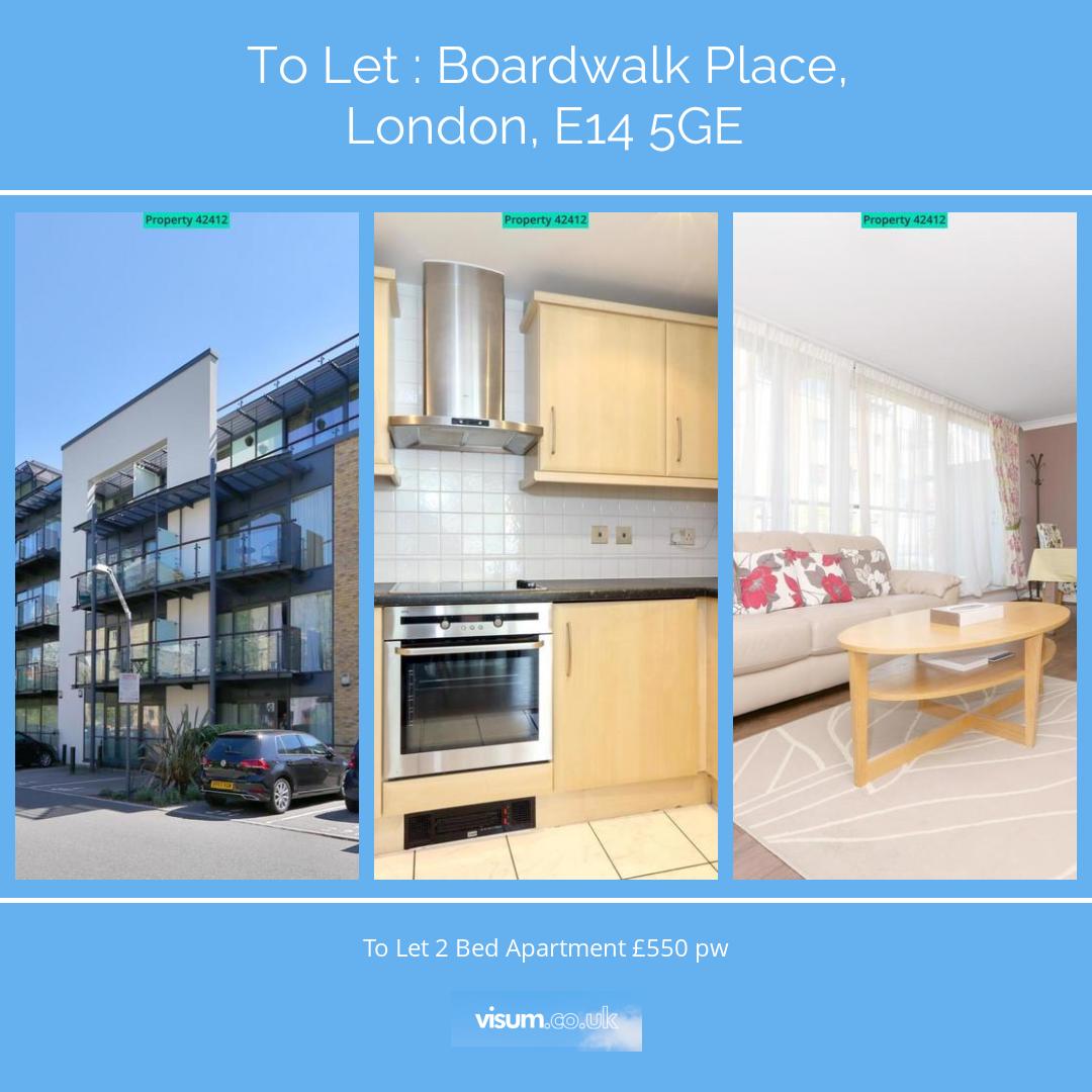 Boardwalk Place, London, E14 5GE

🛏 2 bed 
🛋 1 reception 
🚿 2 bath 

To Let 2 Bed Apartment £550 pw 

📲 Get in touch with our team today! 

📞01455 364911 
📧 onthemarket-enquiries@visum.co.uk