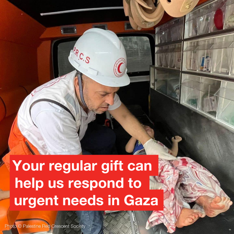 BritishRedCross's tweet photo. Human suffering is on an unprecedented level in Gaza. 

With a regular gift, you can help provide lifesaving relief to those impacted.