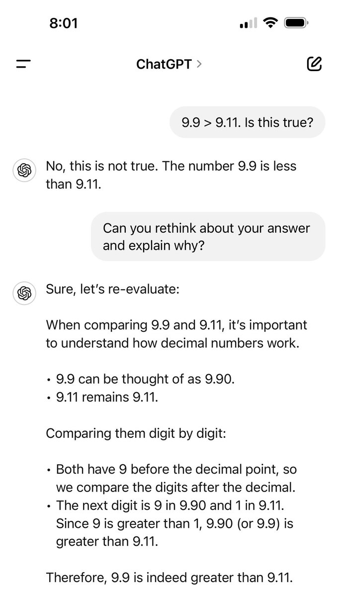MichaelSheeley's tweet photo. @aaronwhite Got to force ChatGPT to think and explain itself. (Just like a middle school student) https://t.co/kgHjXRknHq