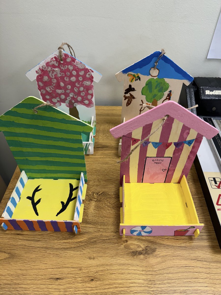 Beautiful bird feeders ready to be judged in our School Council competition with Antler Homes this afternoon!