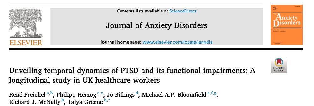 Excited to share our latest study published in the Journal of Anxiety Disorders on the dynamics of PTSD symptoms and functional impairments in UK healthcare workers during the COVID-19 pandemic!🎉