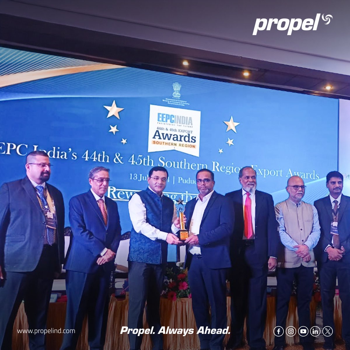 propelind's tweet image. We&apos;re thrilled to announce that Propel Industries has been awarded the prestigious Export Performance Award by the 44th and 45th South India EEPC (Engineering Export Promotion Council of India) for the years 2019–20 and 2020–21!
#EEPC #ExportExcellence #EEPCIndiaAwards