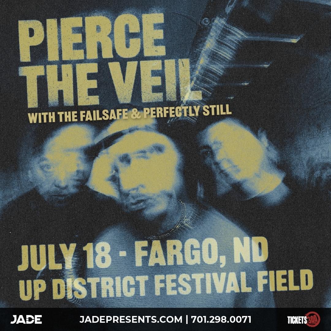 ‼️ THURSDAY‼️ In just a couple days, we’ll be making our way back to Fargo, ND supporting Pierce The Veil along with our friends in Perfectly Still. 

<a href="/piercetheveil/">Pierce The Veil</a> <a href="/Perfectlystill1/">Perfectly Still band</a> <a href="/jadepresents/">Jade Presents</a> #piercetheveil #Fargo