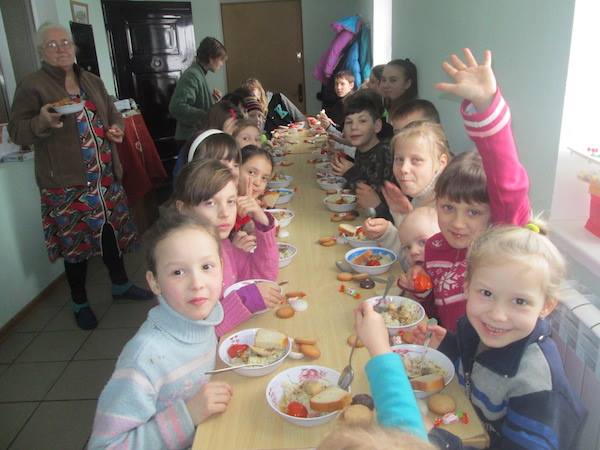 Lunch time with the kids at the foster homecare