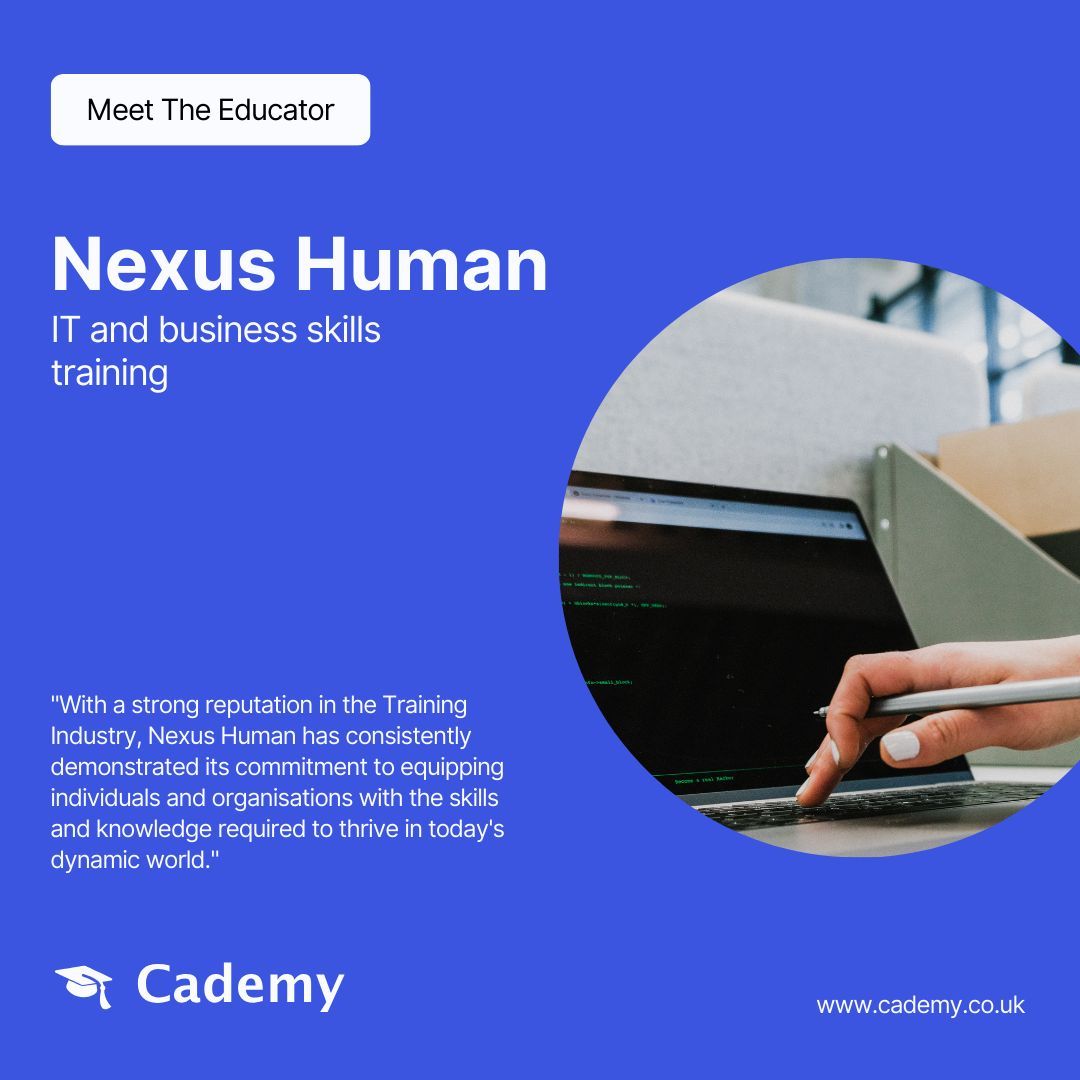 cademy__'s tweet image. 🦉 Meet the Educator: Nexus Human - a pillar of excellence in the realm of IT and business skills training.
👉 Discover their courses by searching for Nexus Human on cademy.co.uk
#Educator #Trainer #CourseProvider #Instructor #EducationDirectory #Cademy 
@nexushuman_uk