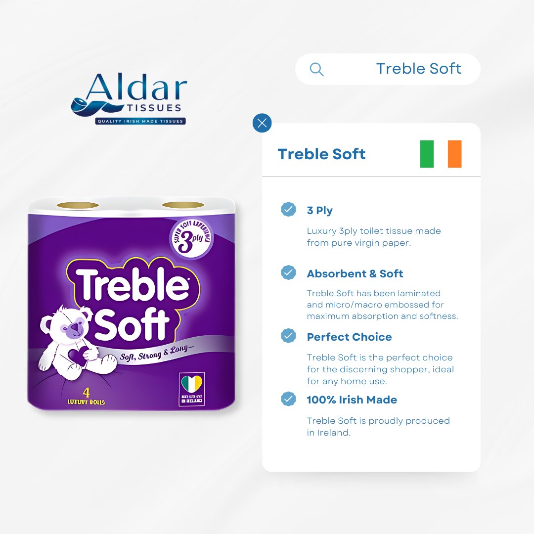 AldarTissues's tweet photo. When it comes to choosing the best toilet paper for your household, look no further than Treble Soft. Our toilet paper is made from high-quality materials, providing you with a soft and strong product that will meet all your needs.✨ 
#HouseholdProducts #ToiletTissue https://t.co/wEipoqTy7q