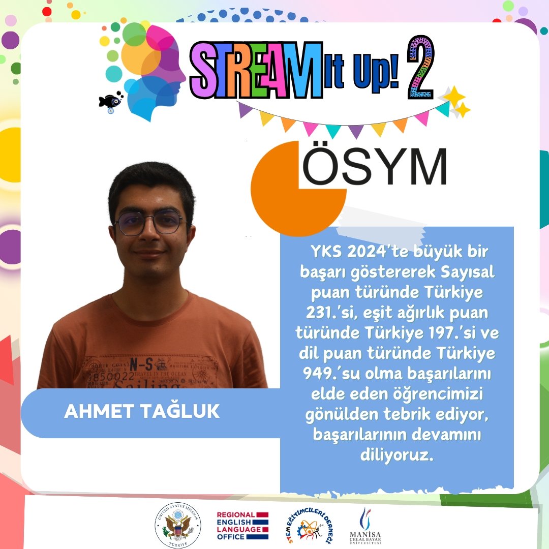 🎉STREAM It Up! -2 Bilim Elçilerinden Büyük Başarı!

Bilim elçimiz Ahmet TAĞLUK'u başarısından dolayı tebrik ederiz.

#ösym #yks #STREAM #streamitup