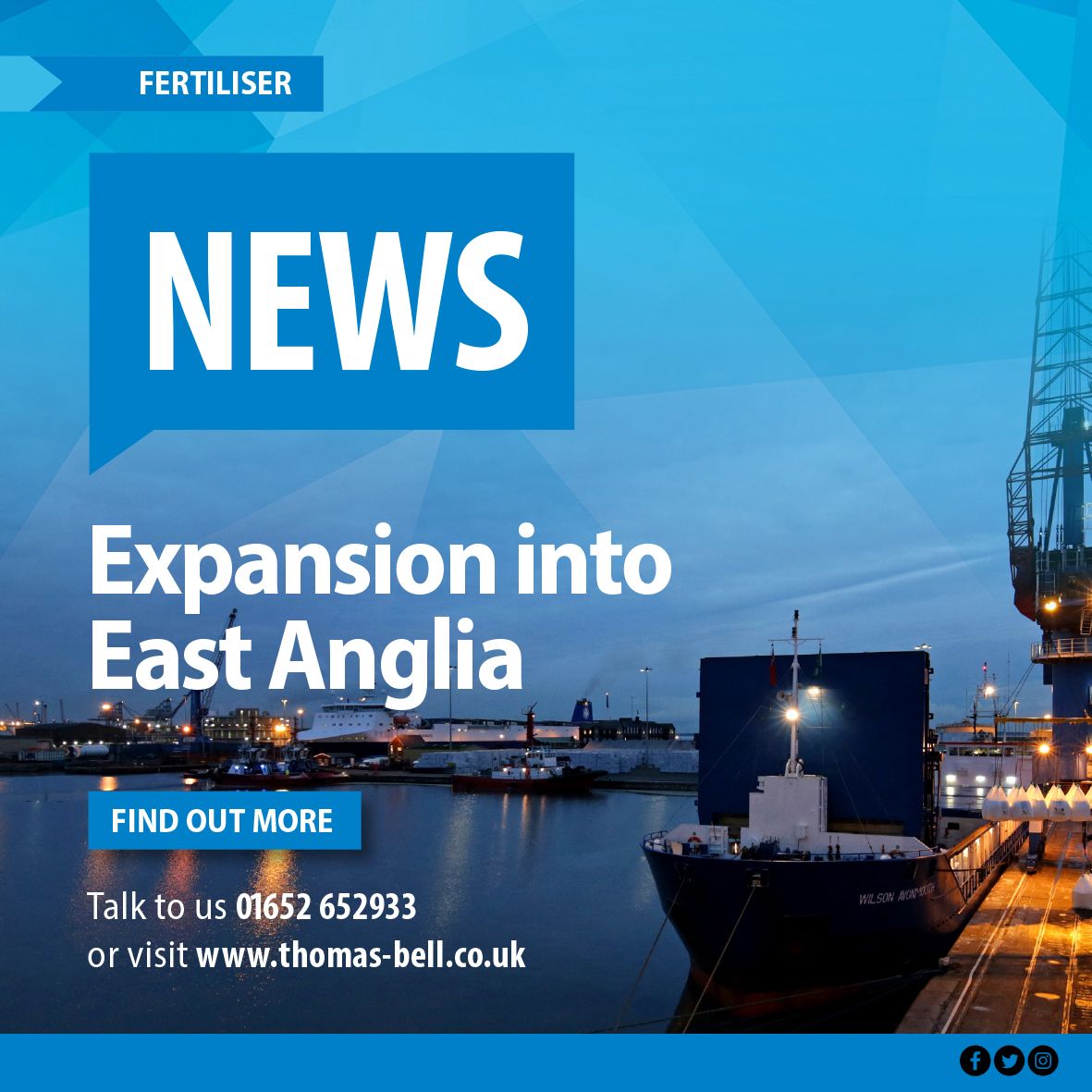 PRESS RELEASE

Thomas Bell announce operations to open in the Port of Ipswich. 

Find out more online
thomas-bell.co.uk/latest-news/ip…

#fertiliser #farming #agriculture #pressrelease