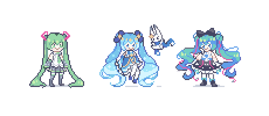 初音ミク ,magical_mirai_miku ,雪ミク 「#pixelart #ドット絵」|finchのイラスト
