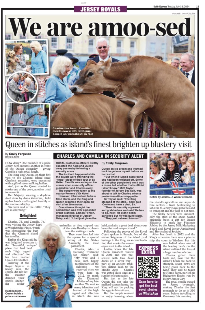 The King and Queen’s visit to Jersey in today’s paper 👇🏼