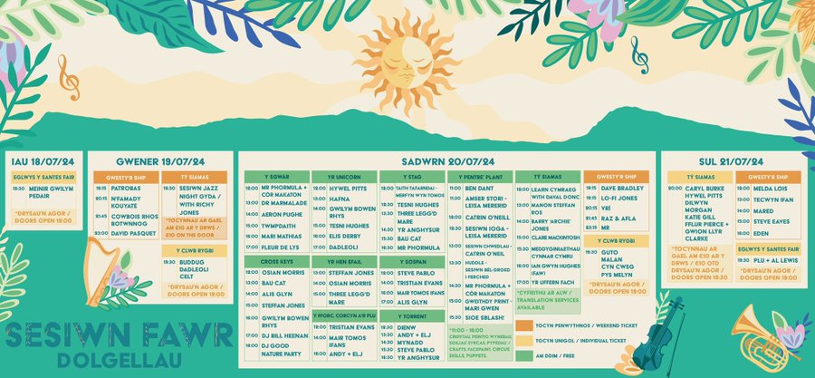 AM (@ambobdim) on Twitter photo 🍻GWYLIAU CYMRU | WELSH FESTIVALS🍻
Edrych ymlaen at <a href="/SesiwnFawr/">Sesiwn Fawr Dolgellau</a>?
🗓18-21/07/2024
Ewch i weld yr amserlen ar AM nawr:
Check out the schedule on AM now:
🔗amam.cymru/sesiwnfawr/ses… 🍻GWYLIAU CYMRU | WELSH FESTIVALS🍻
Edrych ymlaen at <a href="/SesiwnFawr/">Sesiwn Fawr Dolgellau</a>?
🗓18-21/07/2024
Ewch i weld yr amserlen ar AM nawr:
Check out the schedule on AM now:
🔗amam.cymru/sesiwnfawr/ses…