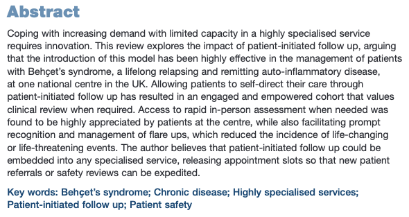 bjhcm's tweet photo. How can patient-initiated follow up (PIFU) be used safely and effectively in specialised services?
Our new practice review by Sarah Hardy from @LivHospitals provides insights into the value of a well-implemented PIFU pathway ⬇️
https://t.co/fAcE60ih3X https://t.co/8dIc7i6fWQ