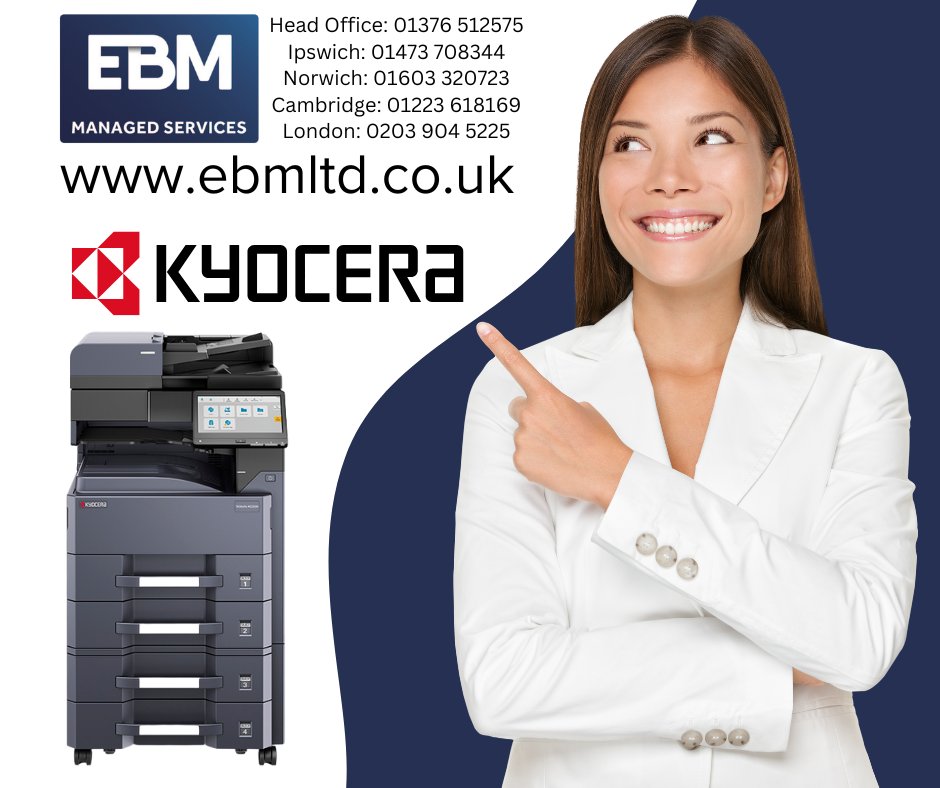For a full range of Kyocera machines visit ebmltd.co.uk/product-catego…  or give us a call 01376 512575, don't forget to ask about the super hard wearing ceramic technology, and how it can save you money.  #Kyocera #kyoceraprinters #ceramics