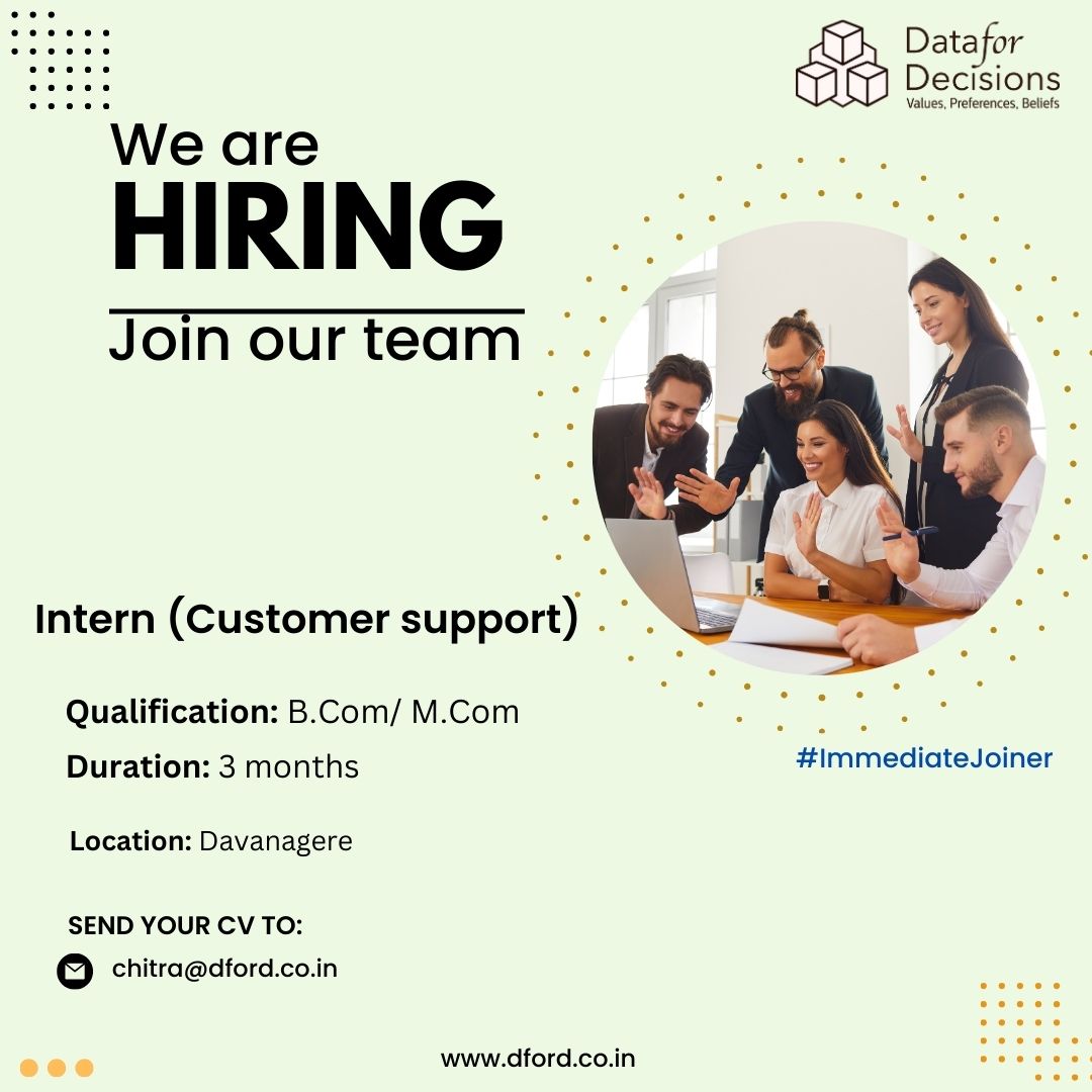 DecisionsFor's tweet image. 𝐉𝐨𝐢𝐧 𝐎𝐮𝐫 𝐓𝐞𝐚𝐦 𝐚𝐬 𝐚𝐧 𝐈𝐧𝐭𝐞𝐫𝐧 (𝐂𝐮𝐬𝐭𝐨𝐦𝐞𝐫 𝐒𝐮𝐩𝐩𝐨𝐫𝐭) 

Candidates with a B.Com/M.Com looking to kickstart their career in an IT company are welcome to apply. 

Email: chitra@dford.co.in

#Internship #CareerOpportunity