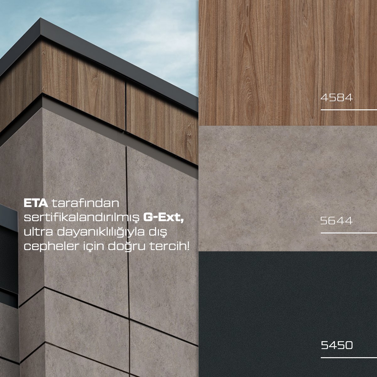 gentasgrup's tweet photo. G-Ext is the right choice for exterior facades with its ultra-resistance certified by ETA!
ETA tarafından sertifikalandırılmış G-Ext, ultra dayanıklılığıyla dış cepheler için doğru tercih!
#GENTAŞ #GENTAŞGroup #GExt https://t.co/Jkp6aNS5VE