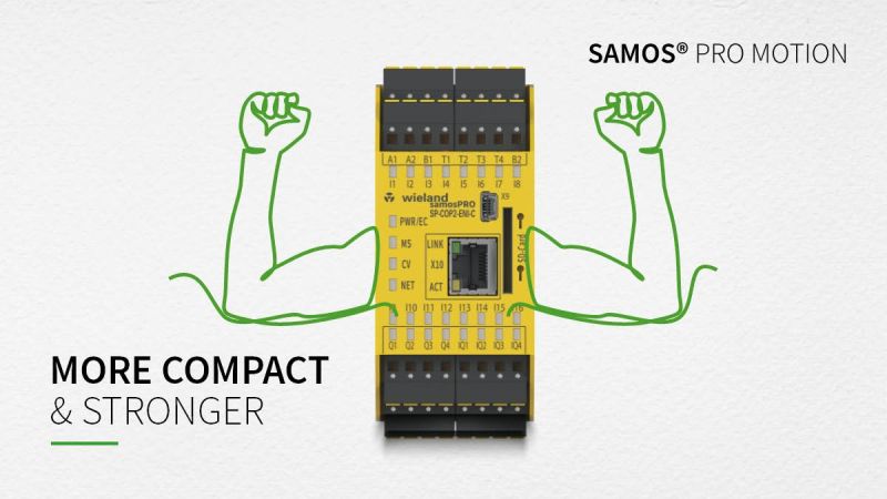 🏋️ It's not only more compact, but also more powerful than conventional safety controllers: samos® PRO MOTION from Wieland Electric!

📏 Thanks to the integration of motion, gateway and I/O modules, you can save up to 60% on modules (and therefore space in the control cabinet).