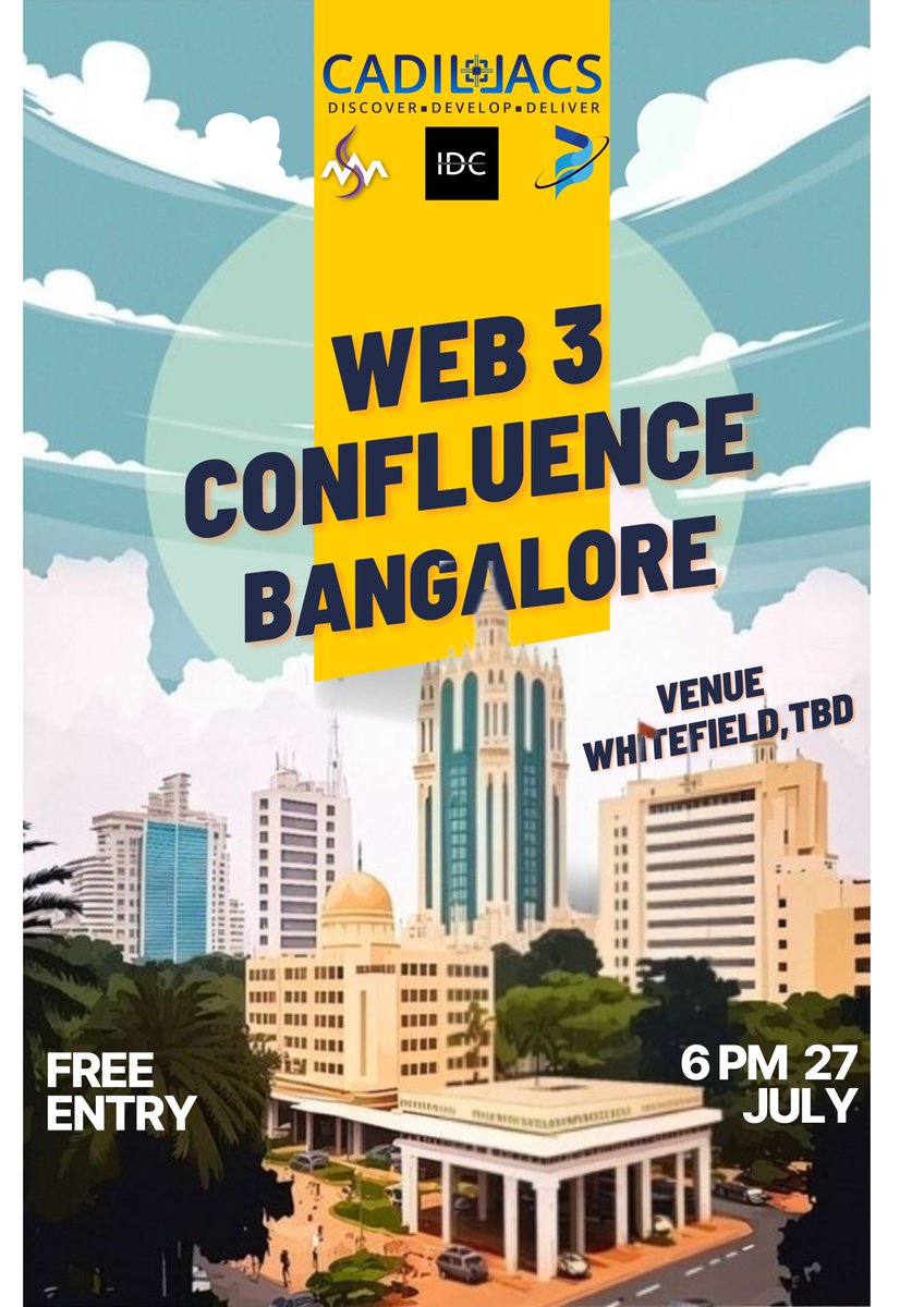 Join us at the Web3 Confluence at Bangalore! 🚀
Web3Sphere brings you the coolest web3meetup 🔥

🗓 27th July, 2024, 6-9 PM 
📍Whitefield, TBD

Join Web3Sphere Community : bit.ly/web3sphere 📢

RSVP👇🏻
lu.ma/6ke0olas

See you there...!