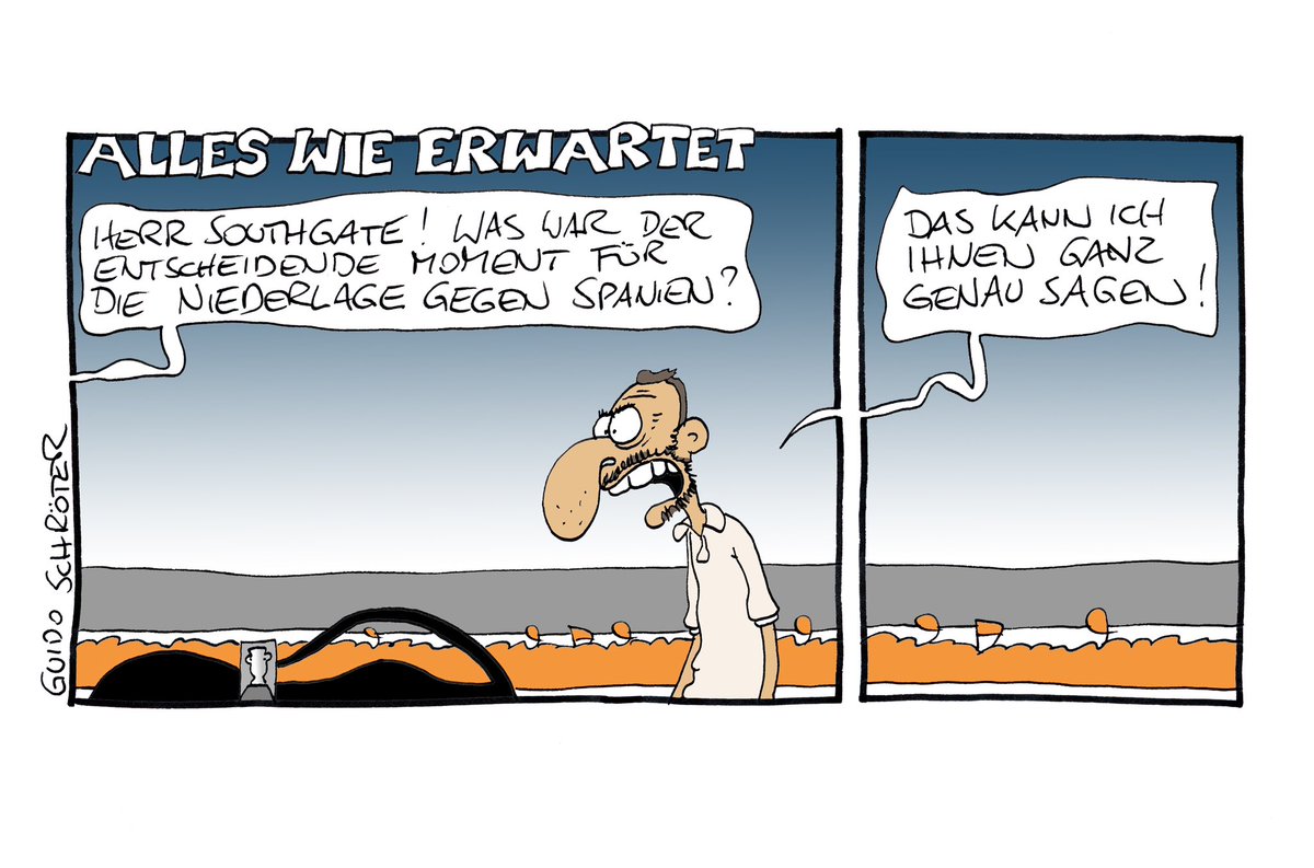 Alles wie erwartet.
Spanien ist Europameister.
Aber Gareth Southgate weiß, wieso…
#GarethSouthgate #fussballcomic #EM2024 #scheissfussball #marccucurella #ESPENG #nicowilliams #lamineyamal #harrykane #DaniOlmo

scheissfussball.de/202320243028.h…