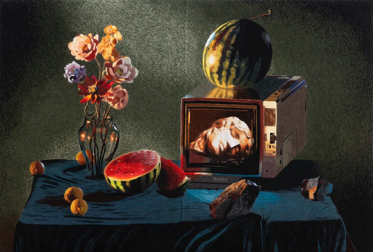 Obsessed with Cécile Davidovici's embroidered still lifes 😍The details and colors in her work are just stunning💕 #EmbroideryGoals #StillLife