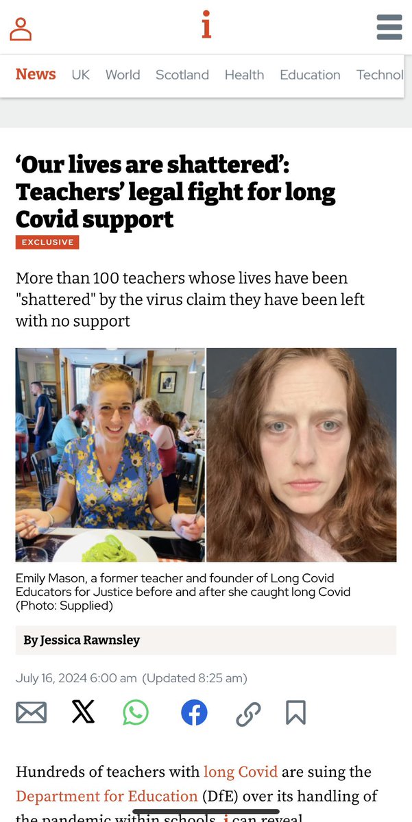 LCEducatorsUK's tweet photo. Hundreds of teachers with long Covid are suing the Department for Education (DfE) over its handling of the pandemic within schools, i can reveal….

#LongCovid #LCE4J 

@carolvorders @MarinaPurkiss @mrjamesob https://t.co/C1t4JL463z